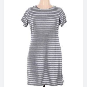 STS - Sail to Sable - Women’s Shift Dress L Navy Blue White Stripe Short Sleeve